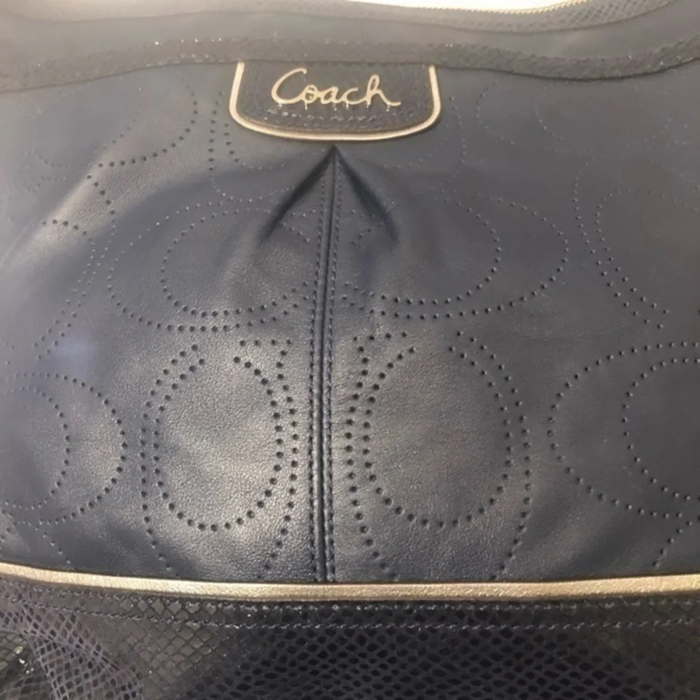 Coach Ashley perforated c blue convertible bag